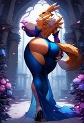 ai_generated ass breasts detached_sleeves digimon furry high_heels jaketsnake971 lipstick renamon