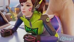 1boy 1girls 3d alternate_costume animated asian asian_female bewyx blizzard_entertainment bodysuit brown_eyes brown_hair d.va doggy_style face_markings from_behind from_behind_position gloves headset nano_d.va nexus763 overwatch partially_clothed ripped_clothing sound tagme torn_bodysuit video