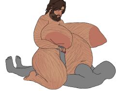 bara cole_cassidy fat_man gay grey_body holding_hands male_breasts