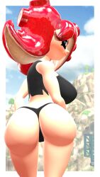 3d a_normal_inkling angry_face backshots big_ass big_breasts bikini_bottom female_only looking_at_viewer octarian octoling octoling_girl octoling_rival outdoors panties red_hair self_upload sfm solo source_filmmaker splatoon splatoon_(series)