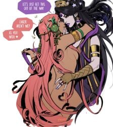 2girls accurate_art_style aphrodite_(hades) ass breasts female hades_(game) nude nyx_(hades) ryuunart tagme yuri