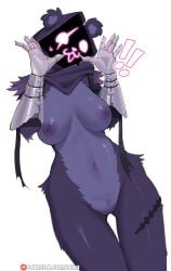 1girls fortnite fortnite:_battle_royale furry furry_female furry_only looking_at_viewer luxurias medium_breasts purple_fur raven_team_leader