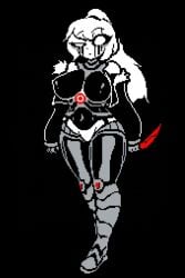 1girls 1gonth breasts female female_only girl girl_only killer_sans knife ponytail rule_63 sans_au tagme thighs undertale undertale_(series) undertale_au