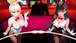 ai_generated alice_nakiri ass blue_archive boosterred99 bowtie bunny_tail casino fake_animal_ears food_wars large_breasts leotard nakiri_alice pantyhose playboy_bunny playboy_bunny_leotard rabbit_ears rio_(blue_archive) rio_tsukatsuki_(blue_archive) seductive seductive_look seductive_smile sexy_pose shokugeki_no_souma stable_diffusion tagme video