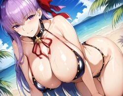 1girls ai_generated all_fours alternate_breast_size bb_(fate) beach big_breasts bikini bostin breasts busty cleavage curvaceous curvy curvy_body curvy_female curvy_figure fate/grand_order fate_(series) female huge_breasts large_breasts outdoors solo sweat sweating sweaty sweaty_body sweaty_breasts thick_thighs thighs venus_body voluptuous