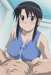 1girls ai_generated azumanga_daiou cum female huge_breasts nyamo_minamo_kurosawa paizuri