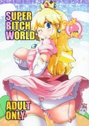 comic cute_face cute_panties heart_shaped_hole hole_in_panties mario_(series) panties princess princess_peach sugiura_sen super_bitch_world super_mario_bros.