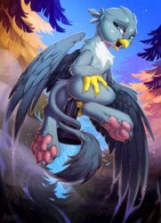 2019 4_toes anus ass avian beak blue_eyes bodily_fluids detailed_background digital_media_(artwork) dildo feathered_wings feathers female feral friendship_is_magic furry gabby_(mlp) genital_fluids gryphon half-closed_eyes hi_res hioshiru my_little_pony night open_mouth outside pawpads penetration pussy pussy_juice sex_toy sky solo star starry_sky toes tongue vaginal_penetration wings