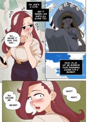 2girls blonde_female blonde_hair comic disguise ellie_(impunderneath) ellie_skinsuit english_text female impersonation imposter impunderneath long_hair original original_character page_25 possessed possession sfw story white_dress