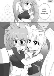 1futa 2girls blowjob bodysuit coaching comic fate_testarossa female futa_on_female futanari helping_hand magical_girl magical_girl_outfit mahou_shoujo_lyrical_nanoha mahou_shoujo_lyrical_nanoha_strikers manga manga_page monochrome onion_jigoku original_character self_upload takamachi_nanoha wasp_girl_(onion_jigoku)