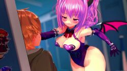 3d bathroom big_ass big_breasts big_butt big_thighs breasts close-up dominant dominant_female domination dress eye_contact fat_ass fat_butt female pink_eyes pink_hair pink_nipples public public_exposure purple_body purple_eyes purple_hair sed seductive seductive_look seductive_smile succubus succubus_costume succubus_horns succubus_tail succubus_wings tagme video wings