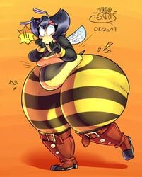 !!! 1girls 2019 4_fingers antennae anthro anthrofied arthropod arthropod_humanoid ass ass_expansion bare_shoulders bee bee_girl belly belly_button big_ass big_belly big_butt black_hair black_skin black_stripes blush blushing boots breasts butt butt_expansion chubby chubby_female clothed clothes clothing dated eyebrows eyelashes female female_only hair highres hips huge_ass huge_belly huge_butt humanoid hyper_ass hyper_butt insect_girl insect_wings insects karri large_ass large_belly large_butt looking_down mouthless navel no_humans no_mouth non-mammal_breasts orange_background overweight overweight_female shadow shoes simple_background solo solo_female stinger striped_clothing striped_legwear stripes surprised thick thick_ass thick_thighs thighs tight_pants vikingupskirts voluptuous watermark wide_eyed wide_hips wings yellow_skin