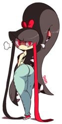 1girls anthro ass black_bra clothed clothing diives female female_only gaghiel_(diives) jeans looking_back mawile nintendo patreon pokemon pokemon_(species) red_shoes thick_thighs watermark