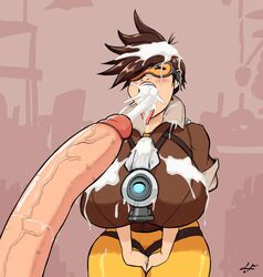 after_fellatio chronal_accelerator cum cumshot ejaculation excessive_cum harness huge_breasts huge_cock huge_penis human hyper hyper_penis long_penis lucy_fuchs overwatch straight thick_thighs tracer veiny_penis very_long_penis