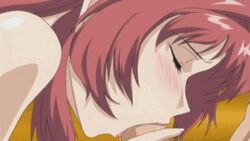 animated aniyome_wa_ijippari fellatio katsuragi_tsutomu lover-in-law penis red_hair sucking takama_kozue yellow_background