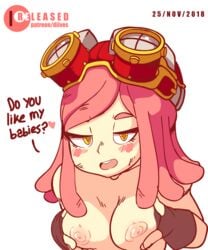 1girls animated blush breasts diives female female_focus female_only gloves goggles human large_breasts looking_at_viewer mei_hatsume my_hero_academia patreon pink_hair shounen_jump text watermark yellow_eyes