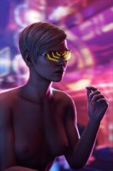 1girls 3d 3d_(artwork) areolae bare_arms bare_shoulders blonde_hair breast cassie_cage collarbone female female_focus female_only freckles lenaid mortal_kombat mortal_kombat_11 netherrealm_studios nipples nude short_hair solo sunglasses tagme tinted_eyewear visor yellow-tinted_eyewear