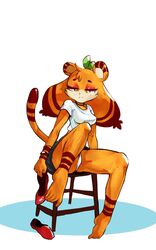 1girls anthro breasts clothed clothing dou_(diives) female female_focus female_only foot_fetish fur furry furry_only looking_at_viewer sitting solo tail undressing xingzuo_temple