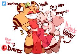 2girls anthro blush breasts clothing dialogue diives dou_(diives) duo english_text female female_only fur furry heart tail text xingzuo_temple