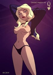 black_canary black_thong dc dc_comics dcau dinah_lance female_only green_arrow_(series) medium_breasts no_bra pinup queencomplex solo thong