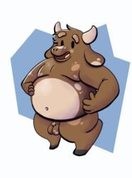 absurd_res anthro balls belly bovid brown_fur caprine flaccid fogelsnach fur goat hi_res humanoid_hands humanoid_penis male male_only mammal moobs navel nipples overweight overweight_male penis