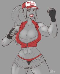 1girls abs big_breasts canon_genderswap fatal_fury female_terry genderswap_(mtf) king_of_fighters ponytail red_lipstick red_vest rule_63 snk snk_heroines:_tag_team_frenzy terry_bogard