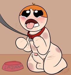 abuse abused collar crying cuts doggy_style lazarus_(the_binding_of_isaac) male_only open_mouth orange_hair slash tears the_binding_of_isaac tongue_out wounds