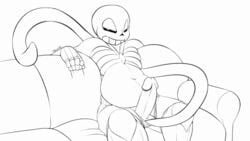 animated bedroom_eyes belly big_bulge big_penis bulge chubby circumcised come_hither erect erection fat goldenfeather17 huge_cock licking_lips male_only monster navel overweight overweight_male penis sans shorts sitting skeleton solo solo_male tentacle undertale undressing