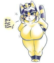 1girls animal_crossing ankha armpits ass bandage bent_over big_ass big_breasts big_eyes blue_fur blue_hair blush breasts chubby cleavage dorian-bc eye_contact eyelashes feet feline female furry half-closed_eyes hands_on_hips hanging_breasts heart huge_ass huge_breasts large_ass large_breasts looking_at_viewer mammal nintendo paws pose revealing_clothes shirt sketch spoken_heart stripes tail talking_to_viewer text thick_thighs video_games watermark white_background wide_hips yellow_fur