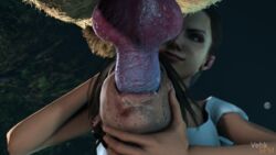 1boy 2girls 3d absurdres animal_genitalia animal_penis assisted_fellatio big_penis canine canine_penis erection fellatio female female_on_feral feral highres human_on_feral knot lara_croft lara_croft_(survivor) left_4_dead male oral penis straight tomb_raider tomb_raider_(survivor) vehksfm zoey_(left_4_dead) zoophilia