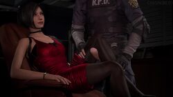 1boy 1girls 3d ada_wong ada_wong_(adriana) animated armpits bare_shoulders bracelet breasts brown_hair chasingnero choker cleavage clothing dress erection female femdom fingerless_gloves gloves half-closed_eyes kneepit_sex leg_grab legjob leon_scott_kennedy leon_scott_kennedy_(eduard_badaluta) male no_sound pantyhose penis resident_evil resident_evil_2 rubbing short_hair sitting source_filmmaker standing straight thick_thighs thigh_sex video wide_hips