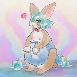 1:1 2019 ambiguous_gender belly big_belly bodily_fluids bunny_costume clothing costume domestic_rabbit egg egg_laying female feral genital_fluids hair hi_res lagomorph leotard leporid mammal multi_nipple nipples oryctolagus pussy_juice rabbit semi-anthro shii_(tbkeesuu) solo tbkeesuu transformation