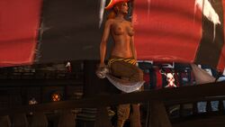 2019 3d blizzard_entertainment bloodsail_buccaneers breasts dark-skinned_female dark_skin female female_only half-dressed high_heel_boots human navel_piercing nipple_piercing pants piercing pirate red_hair solo_female warcraft world_of_warcraft zentaeron