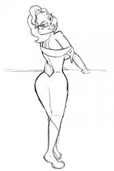 1boy androgynous anthro artist_request ass_in_dress beauty_mark big_ass big_butt big_lips bimbo bugs_bunny bunny_boy bunny_tail canon_crossdressing crossdressing femboy fembugs_bunny girly looney_tunes makeup marilyn_monroe marilyn_monroe_(cosplay) sketch solo source_request trap