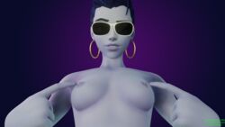 1girls 3d blender blue_skin breasts female female_only kkyr looking_at_viewer nipples overwatch solo widowmaker