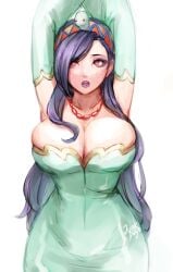 armpits big_breasts chrono_cross junkpuyo presenting_breasts purple_hair red_eyes riddel square_enix