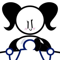 1boy1girl 2026 2d ajex_(randomhaahinc) blush blush_lines bulge digital_media_(artwork) lucy_(okirb) okirb pov round_bulge rubbing_bulge simple_face tagme white_background