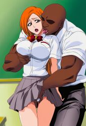 ai_generated bleach bleach:_the_thousand-year_blood_war cheating dark-skinned_male groping inoue_orihime interracial ntr