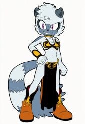 ai_generated crossover_cosplay long_tail mobian_lemur novelai recolor sega slave_leia_(cosplay) sonic_(series) sonic_the_hedgehog_(comics) sonic_the_hedgehog_(idw) sonic_the_hedgehog_(series) star_wars striped_tail tangle_the_lemur