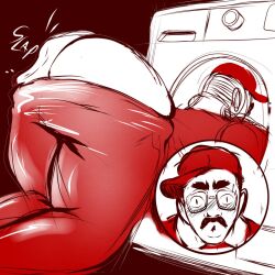 blush_lines gay male male_only nizbagelshop pants_down pants_pulled_down slapping slapping_ass slapping_butt surprise surprised surprised_expression surprised_face washing_machine