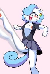 1girls 2026 4_fingers anthro anthro_only bangs_over_one_eye bean_eyebrows black_eyes blue_hair blue_tail blush breasts button cartoon_network cartoony cat_ears cat_tail cel_shading clenched_hand clitoris confident domestic_cat earring eye_covered eyelashes eyes_half_open feline female female_only fists_clenched frown frowning frowning_at_viewer fur furry furry_female hulu itamigao jacket kick kicking lipstick looking_at_viewer milf motion multicolored_fur nicole_watterson nicoshida nipple_slip nipples no_background no_bra no_panties no_underwear non-human oerba_yun_fang open_clothes open_jacket open_mouth open_shirt pawpads paws pink_background pinup pussy pussy_lips self_upload signature simple_background skirt skirt_lift smile smiling smiling_at_viewer solo solo_female solo_focus standing the_amazing_world_of_gumball the_wonderfully_weird_world_of_gumball toony whiskers white_fur yuki_yoshida