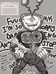 anon antennae_(anatomy) backshots cant_stop cant_stop_cumming cum cum_inside cum_spill cum_spilling deltarune deltarune_chapter_3 dripping_cum dripping_semen gloved_hands grabbing_partner letttusse object_head overstimulation passed_out penetration penetration_from_behind plap plap_(sound) robot_humanoid self_insert size_difference tenna_(deltarune) text tv_head y/n ych you