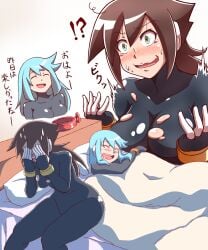 after_sex aile ashe_(megaman_zx) bed bedroom big_ass big_breasts brown_hair collar crying implied_sex large_ass mega_man mega_man_x_dive mega_man_zx_advent noburockman silver_hair sleeping tars torn_bodysuit torn_clothes yuri