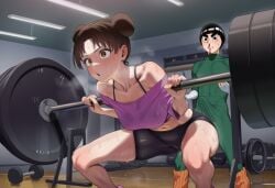 1boy 1girls ai_generated alternate_costume arm_support ass ass_focus athletic athletic_female barbell being_watched bent_over big_ass bike_shorts blouse bowl_cut breasts cheering cleavage double_bun erect_penis erection erection_under_clothing exercise exhausted gym hair_bun half-closed_eyes high_resolution huge_ass indoors kunoichi light-skinned_female light_skin long_hair looking_at_ass looking_at_partner looking_at_viewer medium_breasts naruto naruto_(series) naruto_shippuden ninja nosebleed official_alternate_costume pervert pervert_male petite pinup pulled_by_self rear_view rock_lee round_ass sexually_suggestive shirt_pull shorts squatting staring staring_at_another staring_at_ass steam steaming_body suggestive suggestive_pose sweat sweatdrop sweating sweaty tank_top tenten thick_eyebrows thick_thighs thighs tired training turned_on twin_buns voluptuous watching watching_from_afar weightlifting wiping_sweat workout_clothes