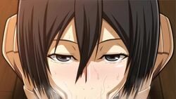 1girls :>= asian attack_on_titan black_eyes black_hair deepthroat deepthroat_holder deepthroat_no_hands eye_contact fellatio female fringe implied_deepthroat implied_oral jean_kirstein kneeling lost_rarities medium_hair mikasa_ackerman oral pale-skinned_female petite pov pubic_hair_in_mouth seductive_eyes seductive_mouth shingeki_no_kyojin stray_pubic_hair submissive_female sunken_cheeks sweat takapiko vacuum-like_fellatio vacuum_blowjob vacuum_fellatio vacuum_suck