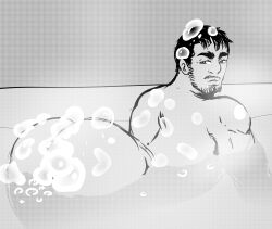 bara bath bathing bathtub bubble bubble_ass bubble_bath bubble_butt bubbles human human_male human_only looking_back looking_back_at_ass looking_back_at_self male male_only nizbagelshop solo solo_focus solo_male