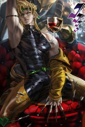 1boy blonde_hair dio_brando jojo's_bizarre_adventure male male_only sakimichan stand_(jjba) stardust_crusaders the_world yellow_eyes