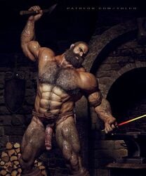 1male 3d abs ballsack beard beefy blacksmith body_hair dilf facial_hair flaccid flaccid_penis foreskin hairy hairy_arms hairy_chest hairy_legs hairy_male human intact male male_nipples male_only masculine mature_male muscles muscular muscular_male nipples nude_male partially_retracted_foreskin pecs penis pubes pubic_hair scrotum uncut veiny_penis yolco