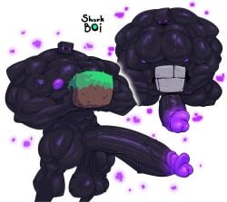 1boy enderman erection huge_balls huge_cock hyper hyper_muscles hyper_penis male male_only minecraft muscular muscular_male sharkboi solo_male