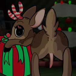 1boy animal_genitalia animal_penis anthro anthro_male anthro_only anthro_solo antlers anus ass ass_focus brown_body brown_fur butt_focus christmas christmas_tree dandy's_world deer deer_penis digital_media_(artwork) furry furry_male furry_only furry_solo genitals gradient_inner_ear heart_in_eye holidays hooves jpeg lidded_eyes looking_at_viewer male male_anthro male_anus male_ass male_ass_focus male_butt male_butt_focus male_furry male_only no-human no_balls no_human no_humans no_testicles non-human non-human_only only_furry only_male penis pink_inner_ear pink_penis present presenting presenting_anus presenting_ass presenting_hindquarters red_nose reindeer rudie_(dandy's_world) smile smiling solo solo_anthro solo_furry solo_male striped_antlers tail unknown_artist video_games x_anus